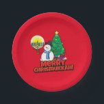 Plato De Papel Feliz Chrismukkah con Snowman y Menorah<br><div class="desc">¡Es una verdadera Chrismukkah para el 2019! ¡Los Navidades y Hanukkah caen en la misma semana!Añada estas divertidas planchas de papel entre religiones (Hanukkah y Navidades) a sus celebraciones de Chrismukkah este año. Si celebran las fiestas juntos, son un toque agradable.Este es nuestro diseño y no lo encontrarás en otra...</div>