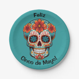Plato De Papel ¡Feliz Cinco de Mayo! Sugar Skull