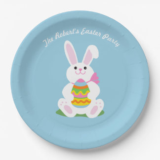 Plato De Papel Feliz Conejo de Pascua ~ Personalizado