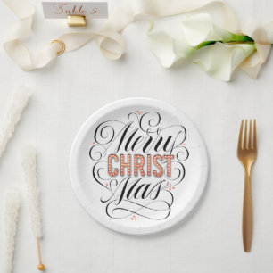 Plato De Papel Feliz CRISTOmas caligrafía cristiana Jesús Dios