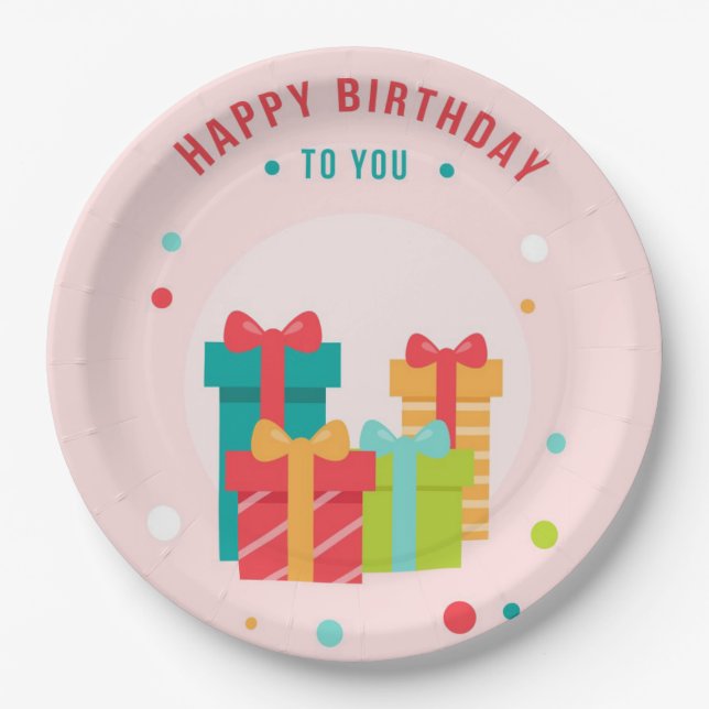 Plato De Papel Feliz cumpleaños (Anverso)
