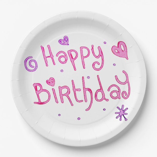 Plato De Papel Feliz cumpleaños (Anverso)