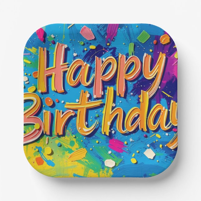 Plato De Papel Feliz Cumpleaños (Anverso)