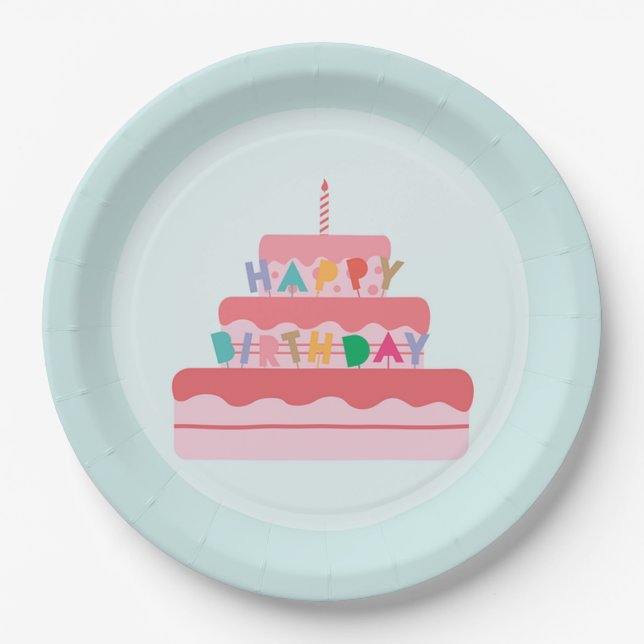 Plato De Papel Feliz cumpleaños (Anverso)