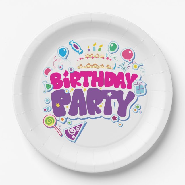 Plato De Papel Feliz cumpleaños (Anverso)