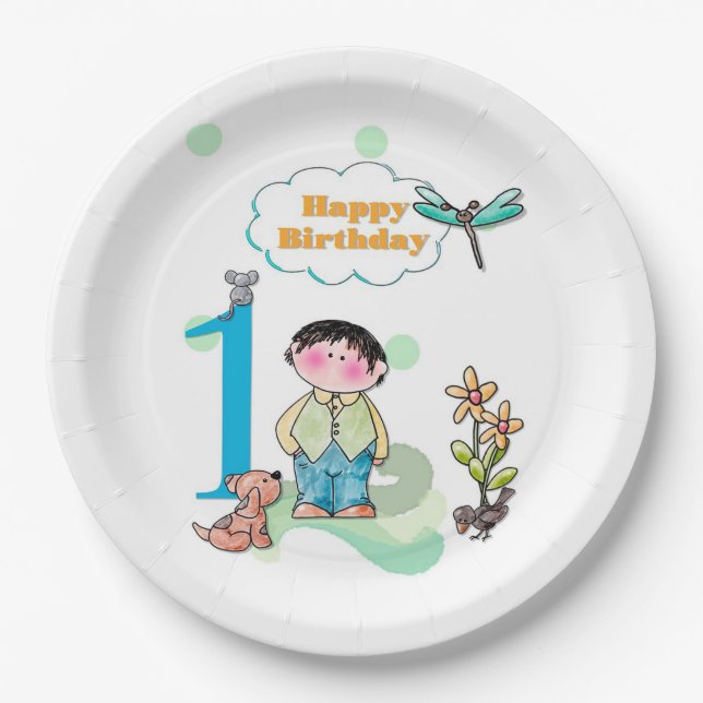Plato De Papel Feliz Cumpleaños (Anverso)
