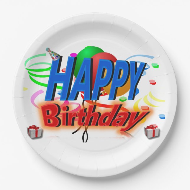 Plato De Papel Feliz cumpleaños (Anverso)