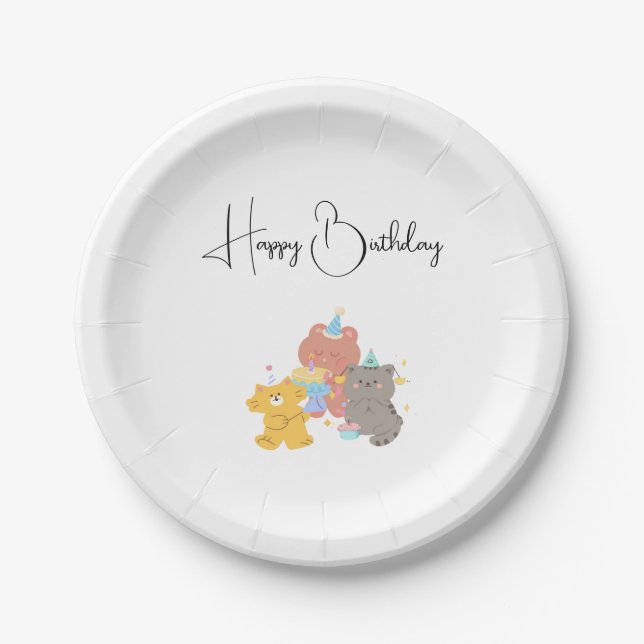 Plato De Papel Feliz Cumpleaños  (Anverso)