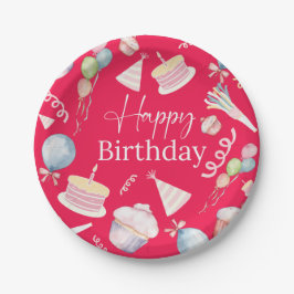 Plato De Papel Feliz cumpleaños