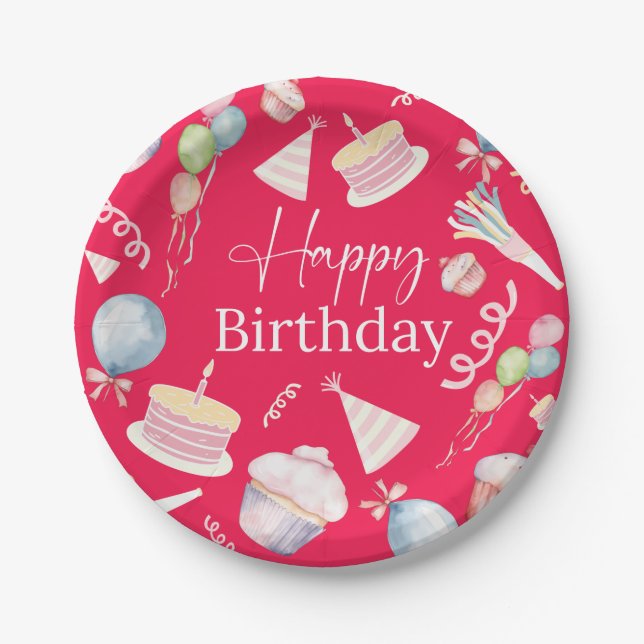Plato De Papel Feliz cumpleaños (Anverso)