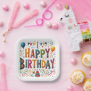 Plato De Papel Feliz Cumpleaños