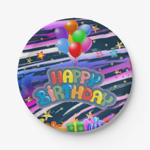 Plato De Papel Feliz cumpleaños
