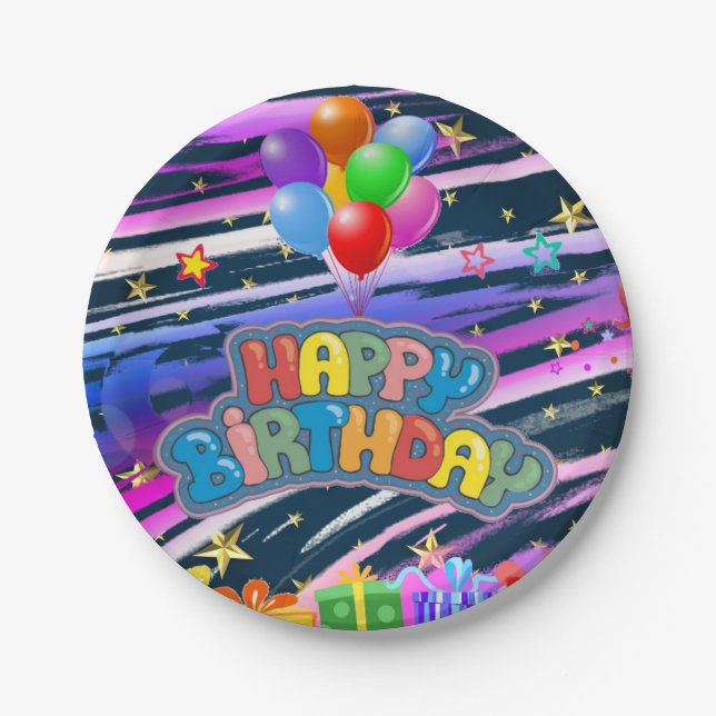 Plato De Papel Feliz cumpleaños (Anverso)