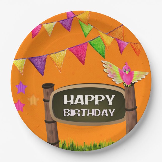 Plato De Papel Feliz cumpleaños (Anverso)