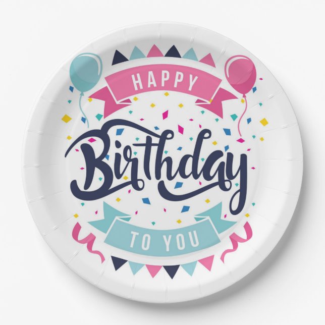 Plato De Papel Feliz cumpleaños (Anverso)