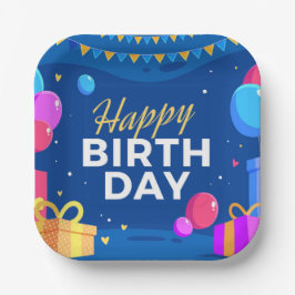 Plato De Papel Feliz cumpleaños