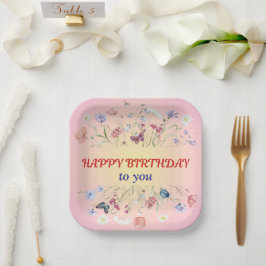 Plato De Papel Feliz cumpleaños