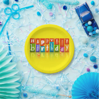 Plato De Papel Feliz cumpleaños