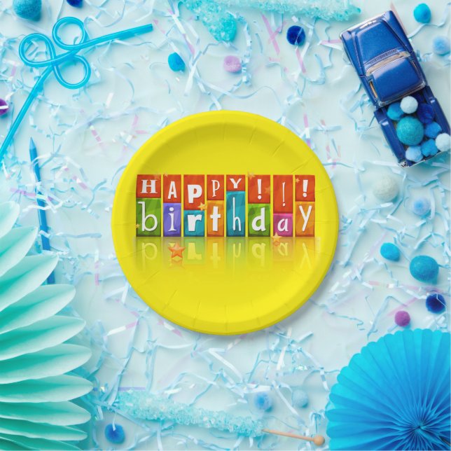 Plato De Papel Feliz cumpleaños (Fiesta)