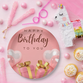 Plato De Papel Feliz cumpleaños