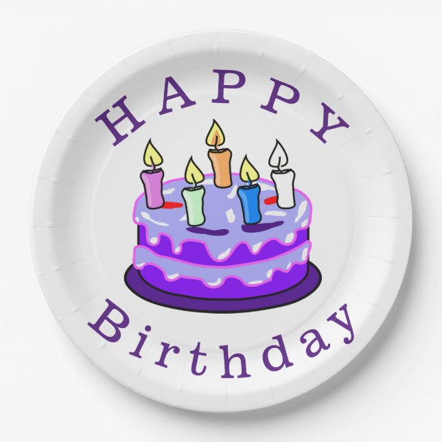 Plato De Papel Feliz cumpleaños (Anverso)