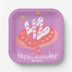 Plato De Papel Feliz cumpleaños 42 para mí Fiesta Donut Cake