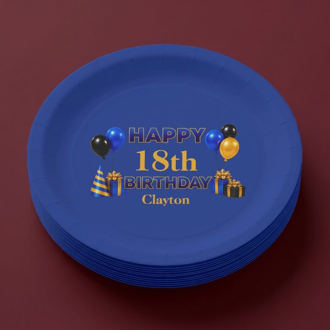 Plato De Papel Feliz Cumpleaños a Cualquier Edad Azul (Subido por el creador)
