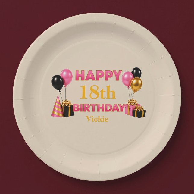 Plato De Papel Feliz Cumpleaños a Cualquier Edad Beige (Subido por el creador)