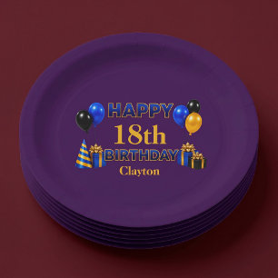 Plato De Papel Feliz Cumpleaños a Cualquier Edad Morado