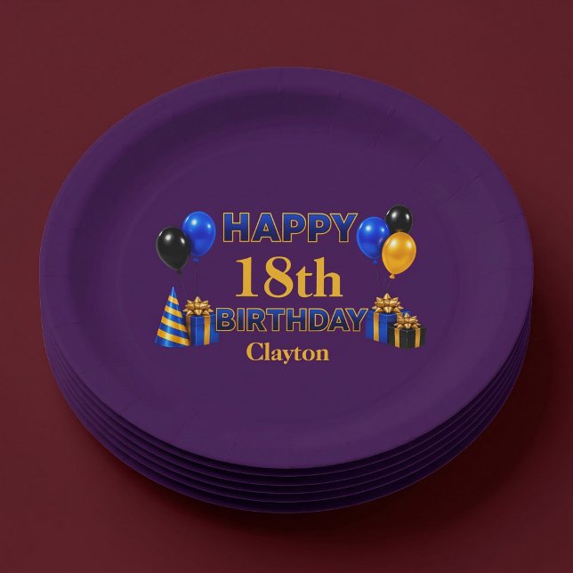 Plato De Papel Feliz Cumpleaños a Cualquier Edad Morado (Subido por el creador)