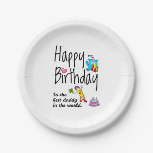 Plato De Papel Feliz cumpleaños al mejor papá del mundo