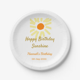 Plato De Papel Feliz cumpleaños amarillo naranja cumpleaños boho
