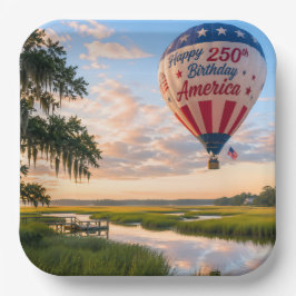 Plato De Papel Feliz Cumpleaños América Globo Aerostático de Lowc