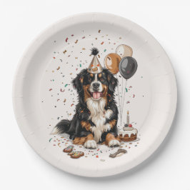 Plato De Papel Feliz cumpleaños Bernese Mountain Dog