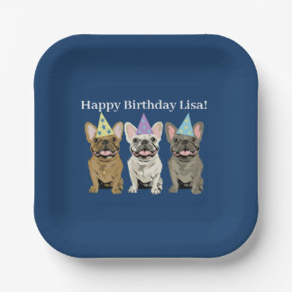 Plato De Papel ¡Feliz Cumpleaños! Bulldogs Franceses