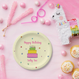Plato De Papel Feliz Cumpleaños Cake Candle Whimsical