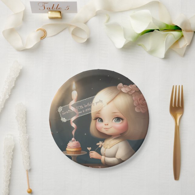 Plato De Papel Feliz cumpleaños Chica 01 (Boda)