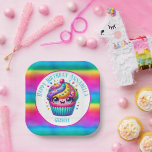 Plato De Papel Feliz cumpleaños chicas de cupcake fiesta agregar