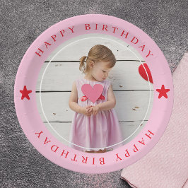 Plato De Papel Feliz cumpleaños con foto