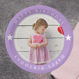 Plato De Papel Feliz cumpleaños con foto