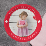 Plato De Papel Feliz cumpleaños con foto<br><div class="desc">Celebra tu día especial con estilo con nuestros personalizables platos de papel "Feliz cumpleaños con foto". Estos platos son perfectos para añadir un toque personal a tu fiesta de cumpleaños. Simplemente sube tu foto favorita y crearemos un diseño único e inolvidable sólo para ti. Estos platos, hechos con papel sólido...</div>