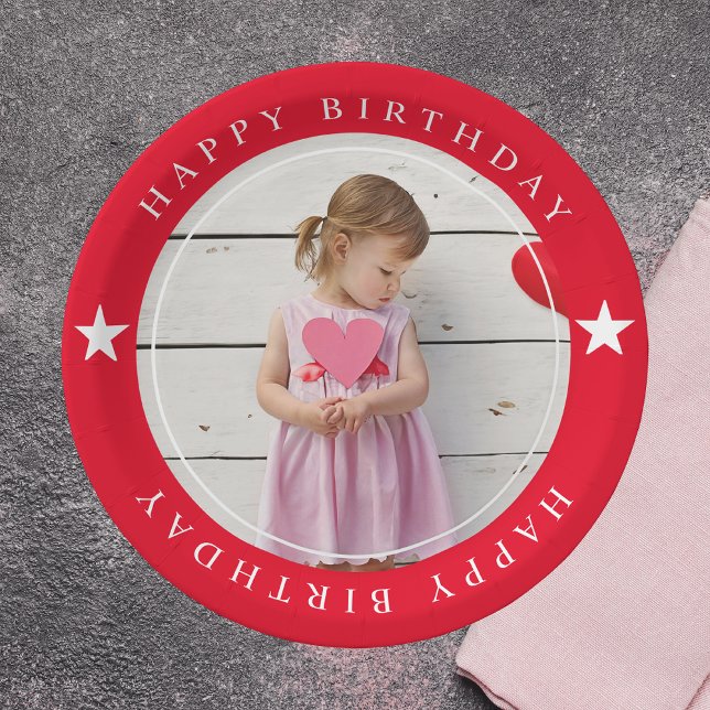 Plato De Papel Feliz cumpleaños con foto (Subido por el creador)