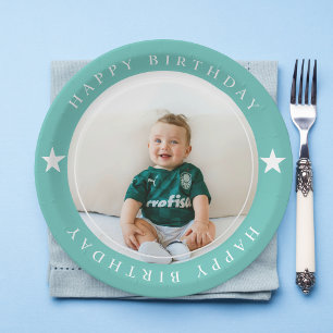 Plato De Papel Feliz cumpleaños con foto