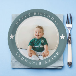Plato De Papel Feliz cumpleaños con foto