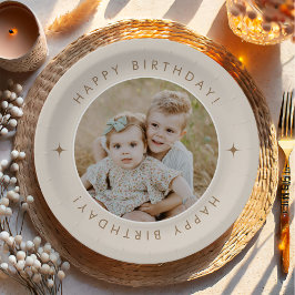 Plato De Papel Feliz cumpleaños con foto