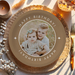 Plato De Papel Feliz cumpleaños con foto