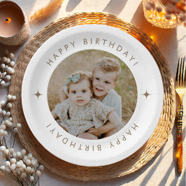Plato De Papel Feliz cumpleaños con foto
