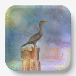 Plato De Papel Feliz cumpleaños Cormorant