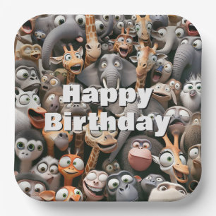 Plato De Papel Feliz Cumpleaños Crazy Wildlife Group