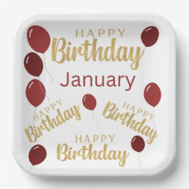 Plato De Papel Feliz cumpleaños, cumpleaños, cumpleaños, enero.